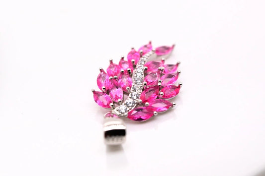 Magenta Artistic Topaz Leaf Pendant