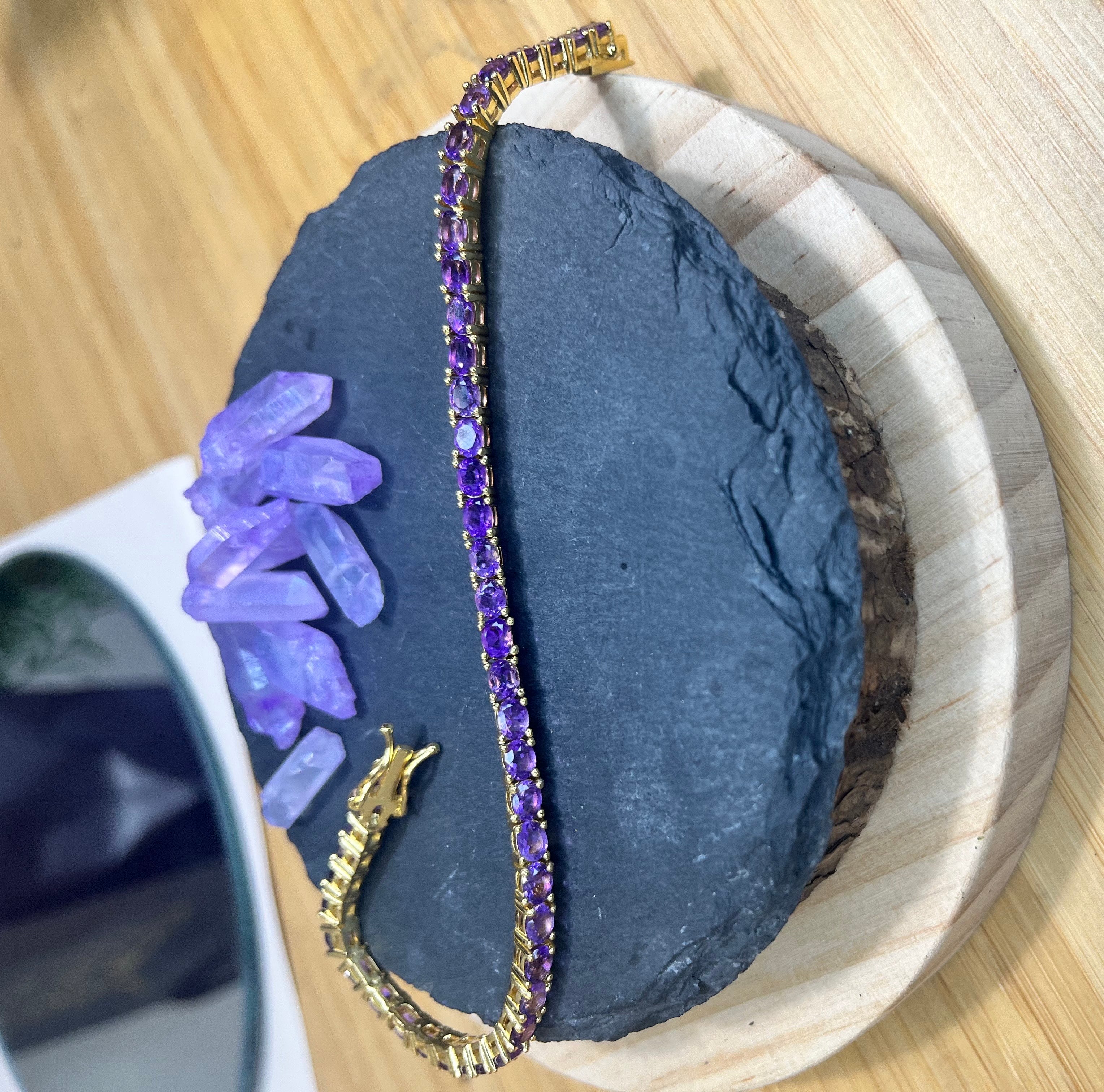 All Natural Royal Purple Amethyst Bracelet