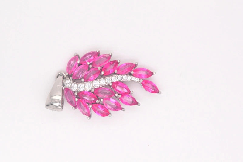 Magenta Artistic Topaz Leaf Pendant