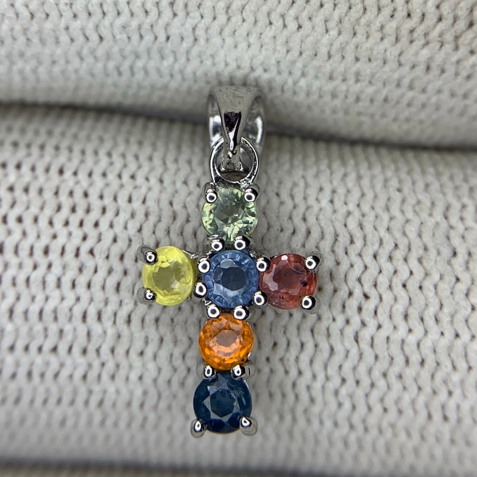 Dainty Natural Sapphire Cross Pendant