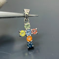 Dainty Natural Sapphire Cross Pendant