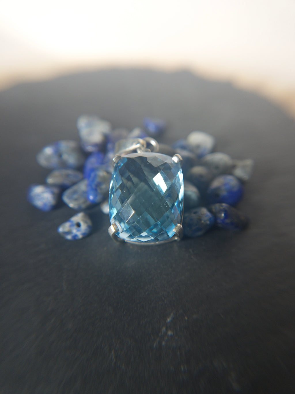 Wonderful Natural Swiss Blue Topaz Pendant