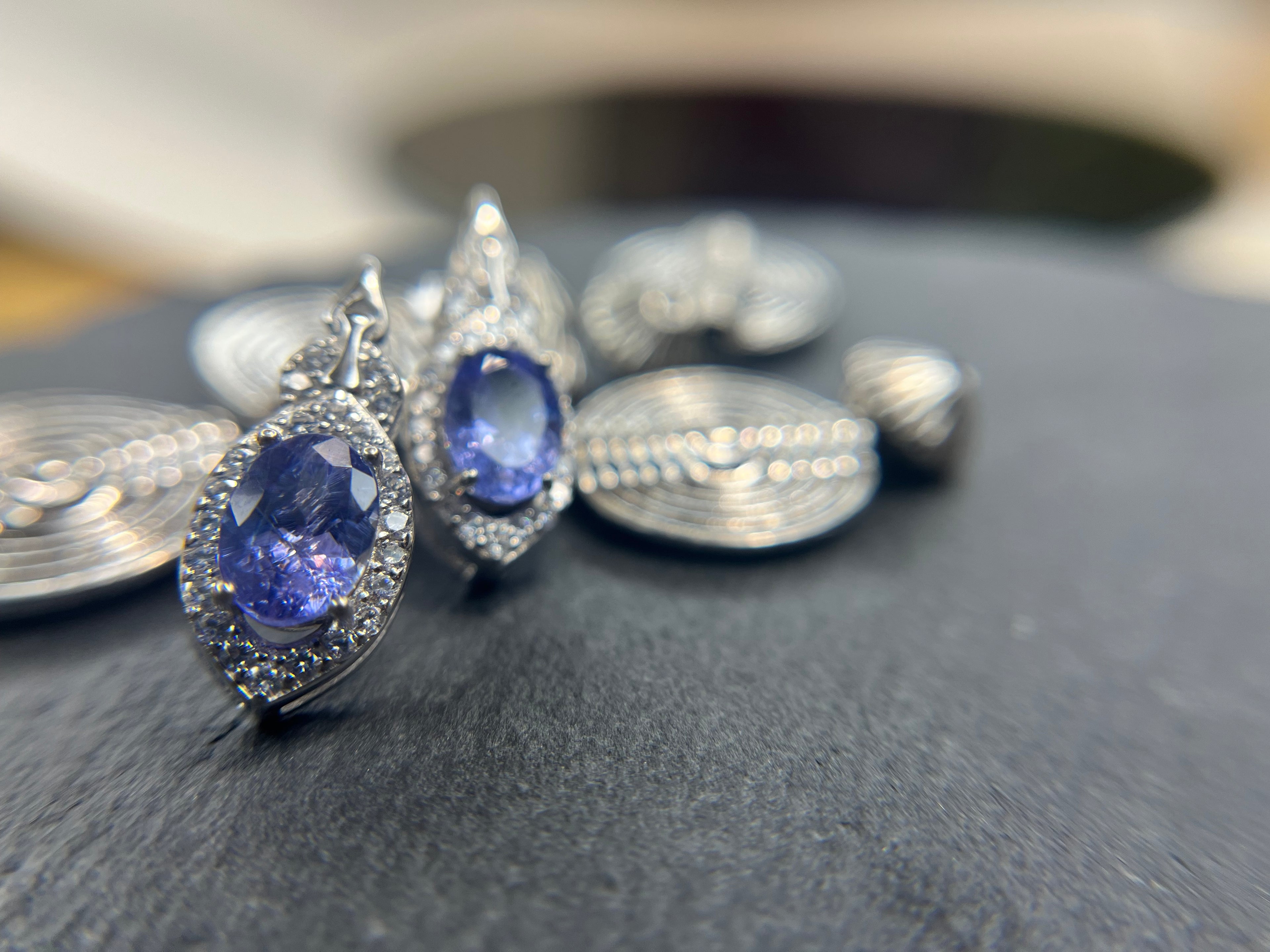 Sparkling Tanzanite Halo Earrings
