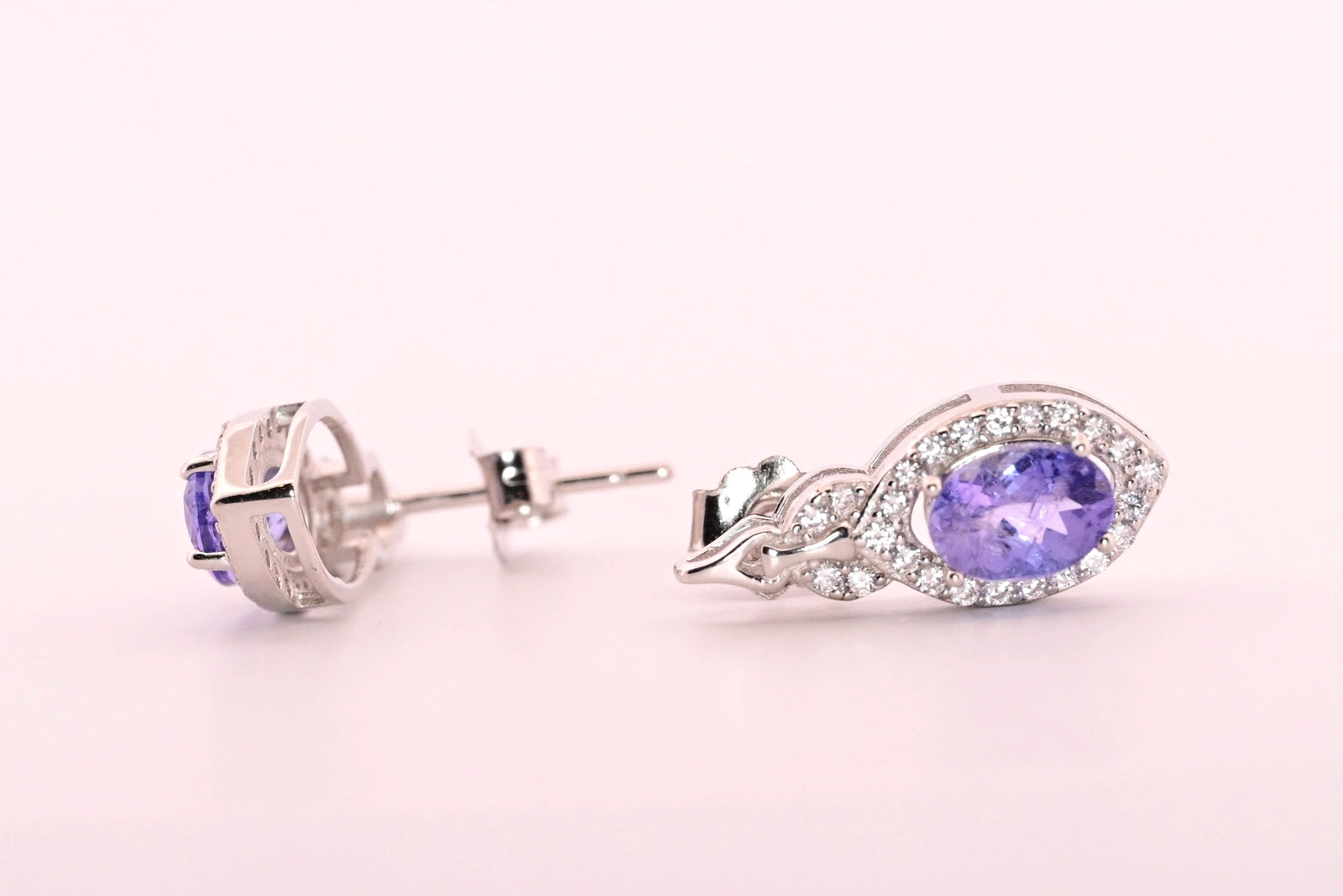 Sparkling Tanzanite Halo Earrings