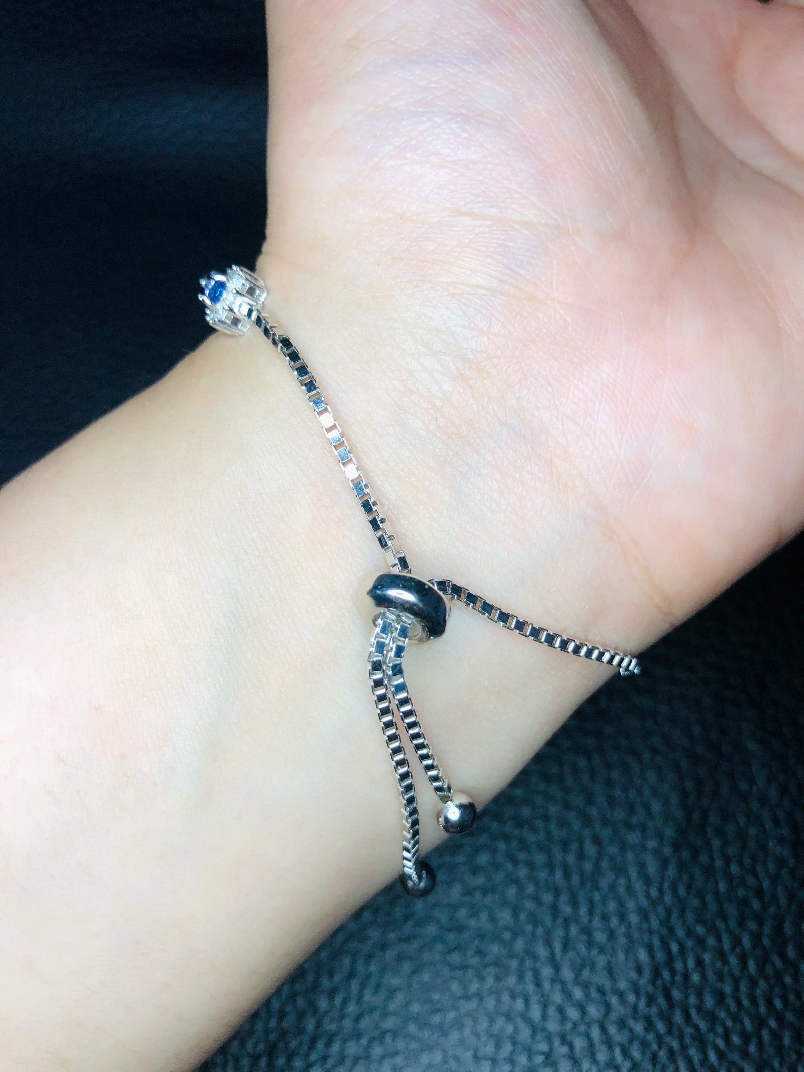 Natural D-Block Royal Blue Tanzanite and Silver Bracelet