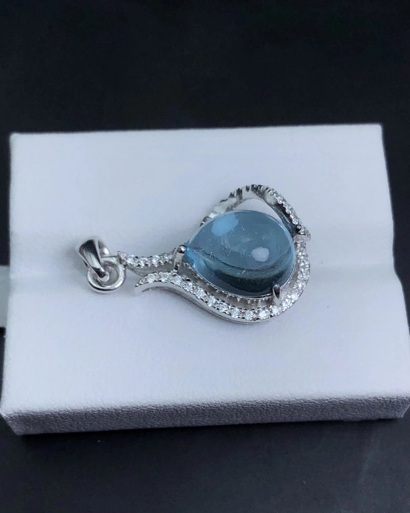 Beautiful Unique Topaz Halo Pendant