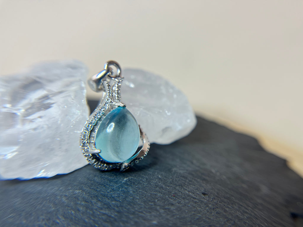 Beautiful Unique Topaz Halo Pendant