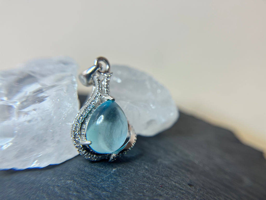 Beautiful Unique Topaz Halo Pendant