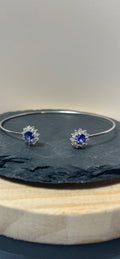 Adjustable Natural Tanzanite and Sterling Silver Bracelet