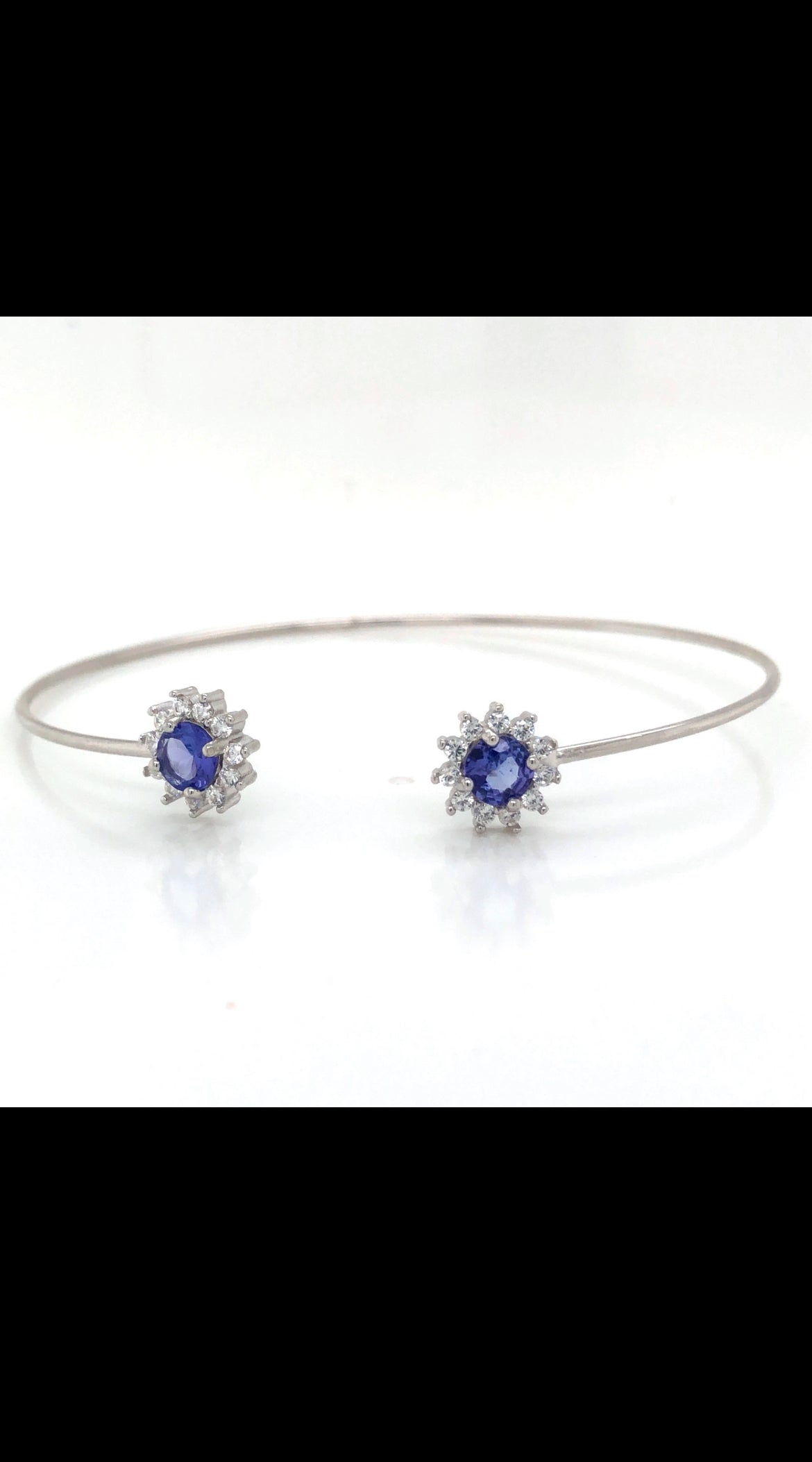 Adjustable Natural Tanzanite and Sterling Silver Bracelet