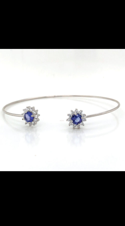 Adjustable Natural Tanzanite and Sterling Silver Bracelet