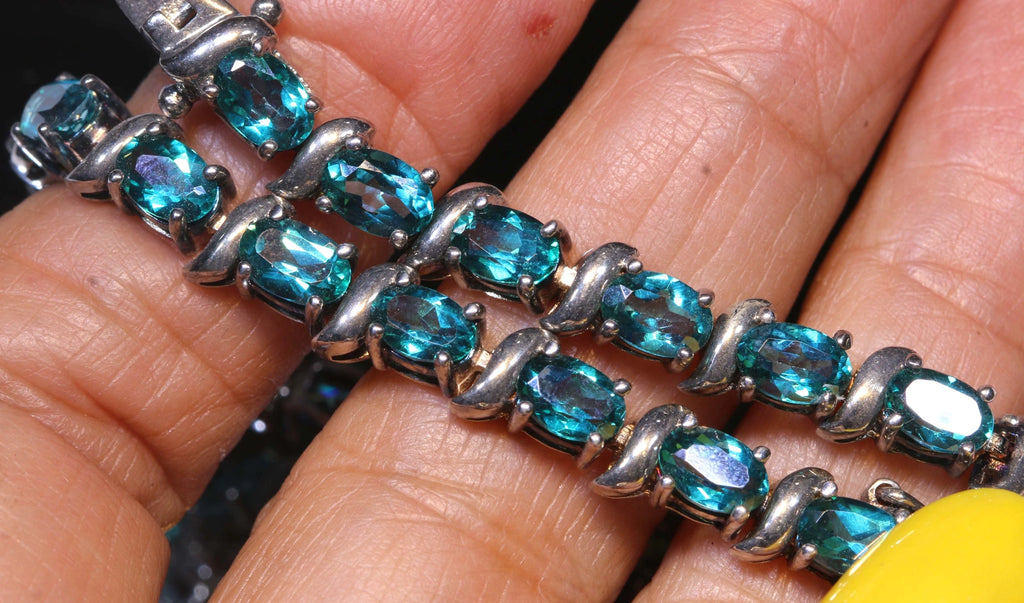 All Natural Lagoon Blue Apatite Tennis Bracelet