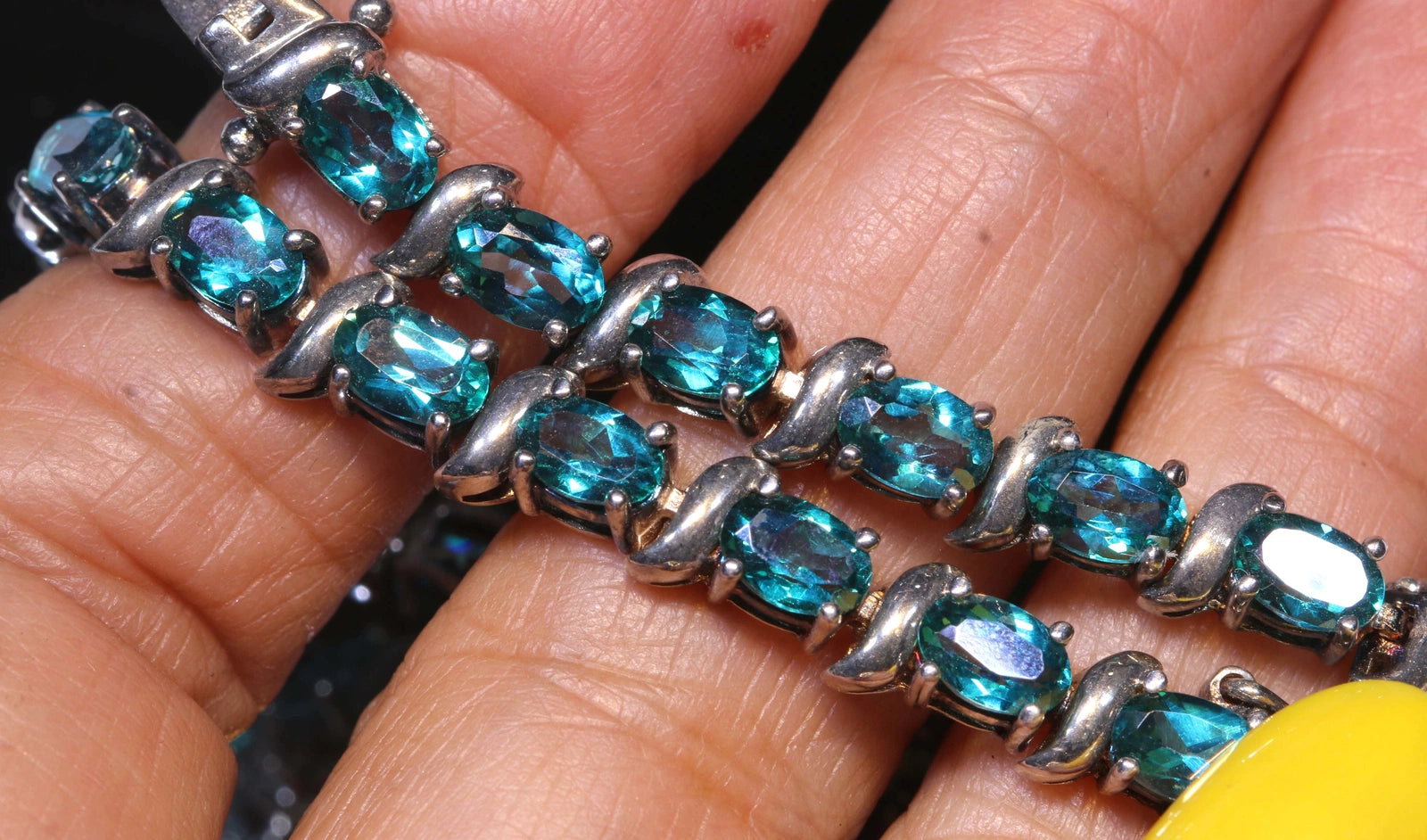 All Natural Lagoon Blue Apatite Tennis Bracelet