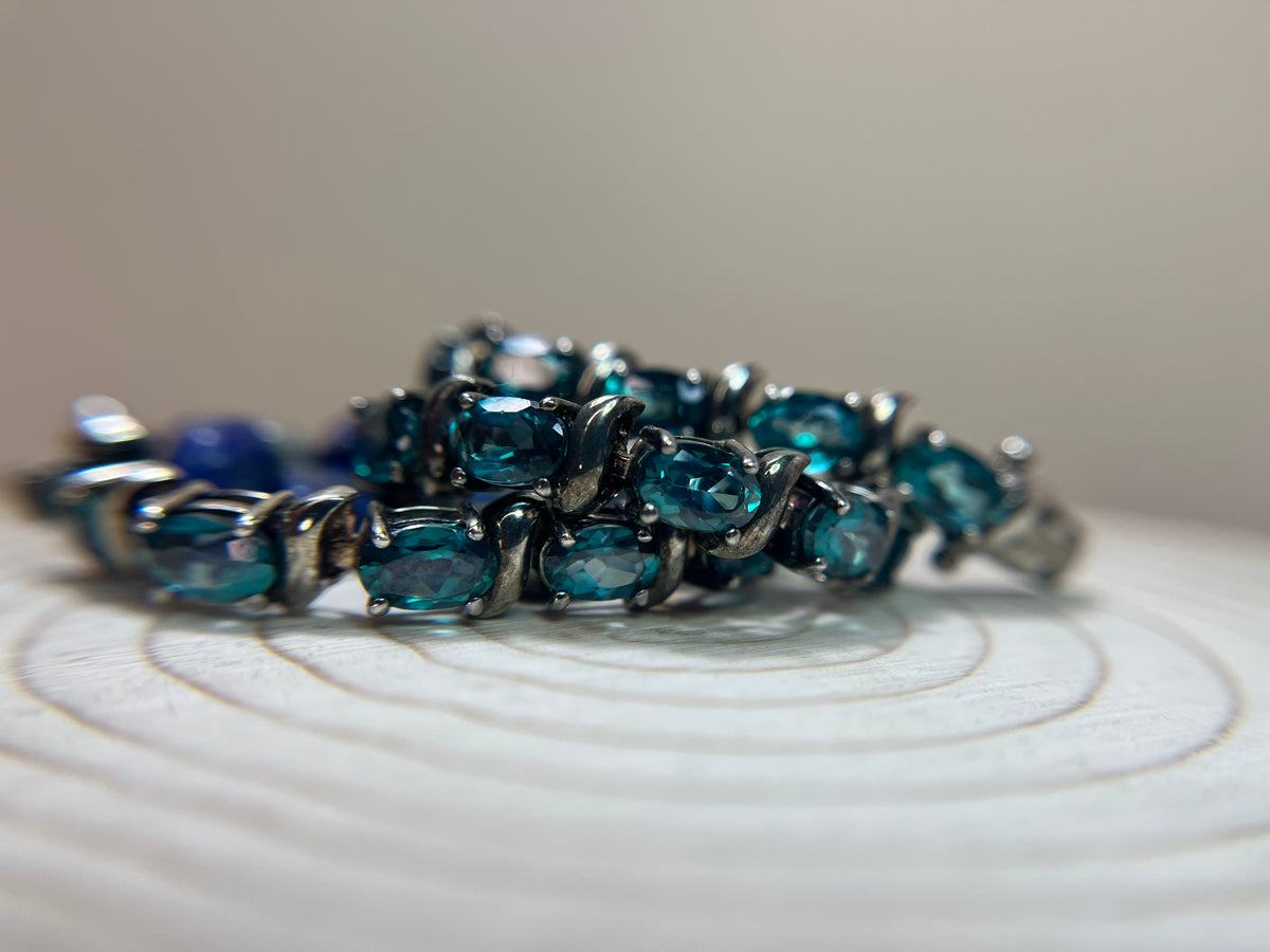 All Natural Lagoon Blue Apatite Tennis Bracelet