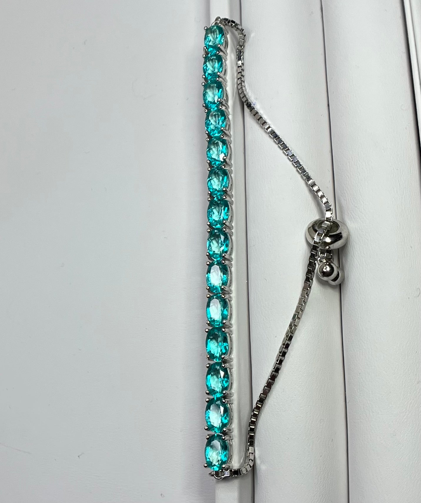 All Natural Topaz Neon Paraiba Blue and Silver Bracelet Full Fire Top Luster