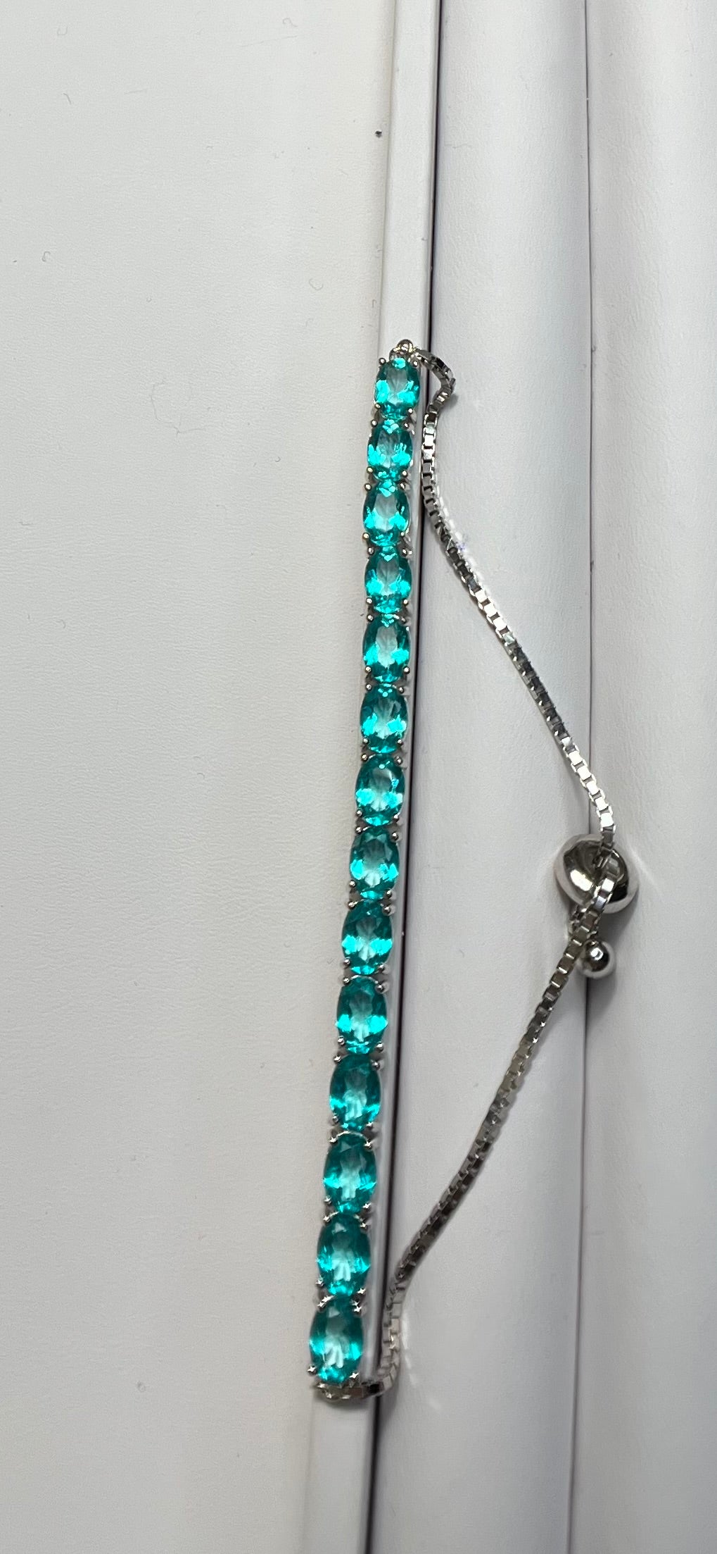 All Natural Topaz Neon Paraiba Blue and Silver Bracelet Full Fire Top Luster