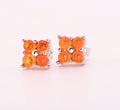 Natural Orange Opal Cabochon Stud Earrings set in Silver