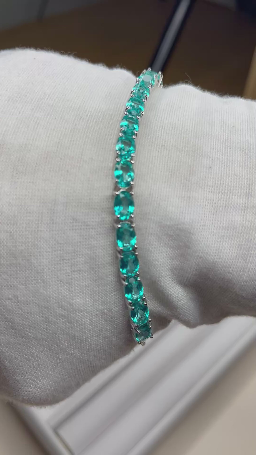 All Natural Topaz Neon Paraiba Blue and Silver Bracelet Full Fire Top Luster