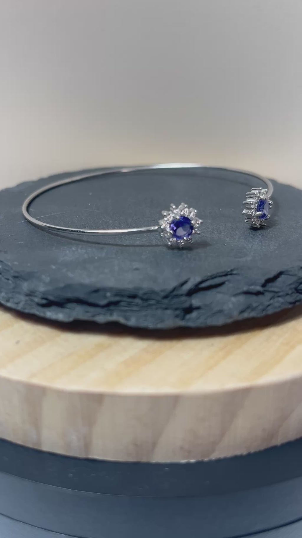 Adjustable Natural Tanzanite and Sterling Silver Bracelet