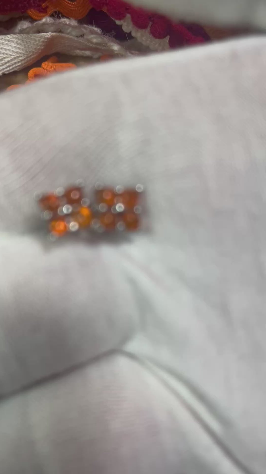 Natural Orange Opal Cabochon Stud Earrings set in Silver