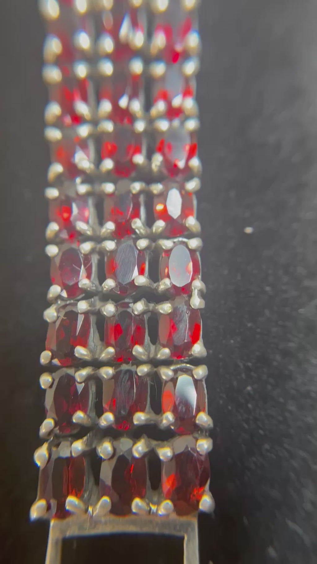 All Natural Red Rhodolite Garnet-Banded Watch with Mother of Pearl Inlay