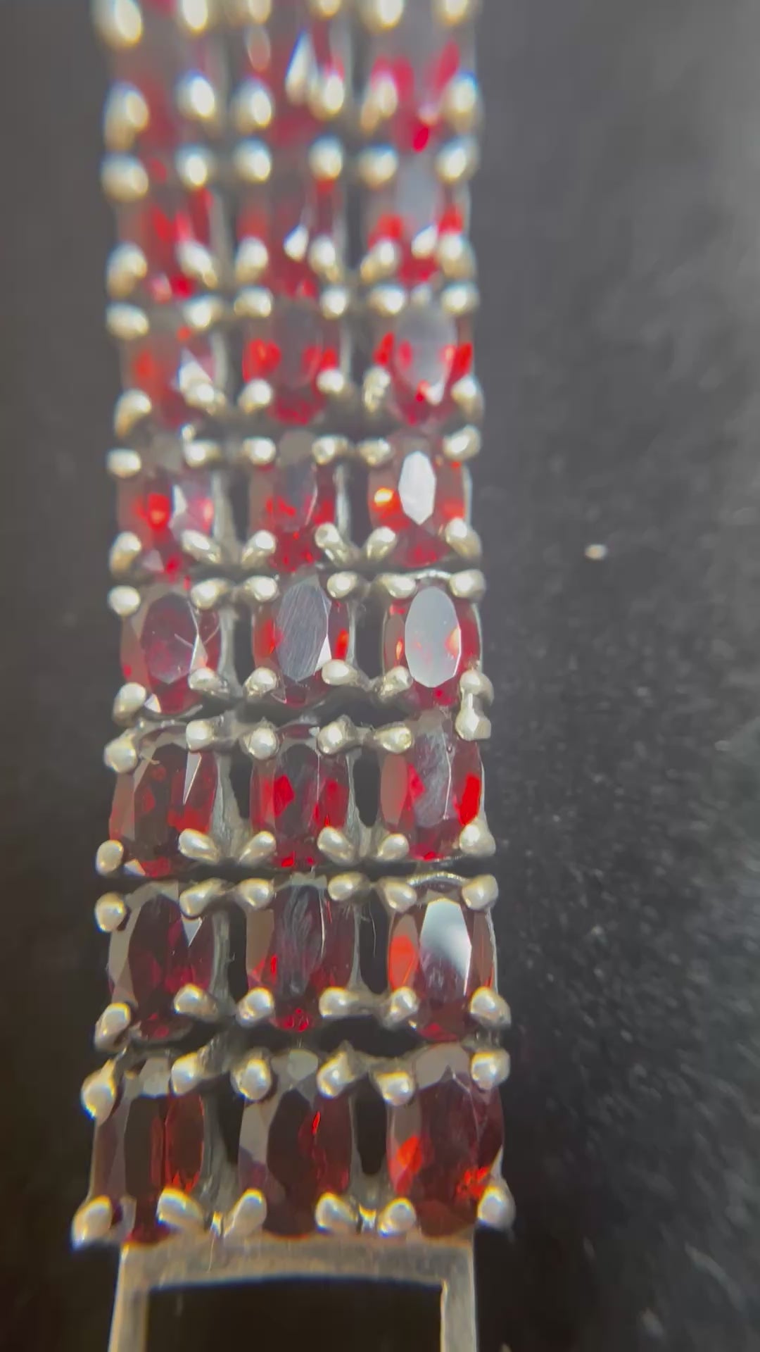 All Natural Red Rhodolite Garnet-Banded Watch with Mother of Pearl Inlay