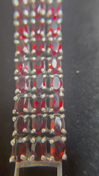 All Natural Red Rhodolite Garnet-Banded Watch with Mother of Pearl Inlay