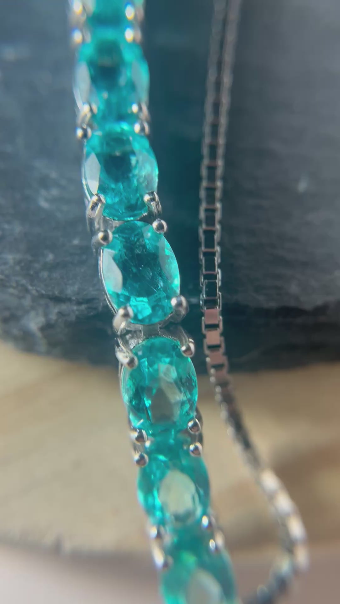 All Natural Topaz Neon Paraiba Blue and Silver Bracelet Full Fire Top Luster